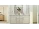 Bathroom featuring double sink vanity with modern fixtures and a plant, offering a clean and contemporary design at 15797 W Kendall St, Goodyear, AZ 85338