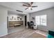 Hallway features a work space, a decorative wood panel accent wall, and neutral decor at 20142 N 260Th Dr, Buckeye, AZ 85396