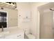 Bright bathroom with a modern vanity, mirror, toilet and shower at 2040 S Longmore St # 7, Mesa, AZ 85202