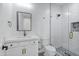 Modern bathroom featuring white vanity, stylish fixtures, and a tiled walk-in shower at 26643 S 169Th Pl, Queen Creek, AZ 85142