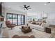 Bright, open-concept living room flows into a modern kitchen with white cabinetry and a spacious island at 26655 S 169Th Pl, Queen Creek, AZ 85142
