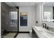 Bathroom featuring a glass shower, stylish vanity, and modern fixtures at 27 W Cochise Dr, Phoenix, AZ 85021