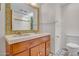 Bathroom with a double sink vanity, tiled countertop, and classic fixtures at 3637 E Monterosa St # 3, Phoenix, AZ 85018