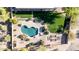 Overhead shot of backyard pool features desert landscaping, and lush green lawn at 7848 E Parkview Ln, Scottsdale, AZ 85255