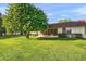 Picturesque backyard showcasing a lush lawn with mature trees and well-maintained landscaping at 9613 W Shasta Dr, Sun City, AZ 85351