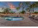 Beautiful backyard featuring a sparkling pool, mature landscaping, and a cozy seating area for outdoor enjoyment at 20848 E Desert Hills Blvd, Queen Creek, AZ 85142