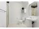 Bathroom with modern fixtures, shower and tile accents at 1 E Lexington Ave # 1302, Phoenix, AZ 85012