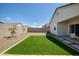 Backyard featuring a artificial lawn and stone paver border at 1482 W Gloucester W Rd, San Tan Valley, AZ 85143