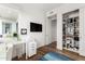Bright home office offers hardwood floors, a built in storage unit, and views of the city at 3131 N Central Ave # 6010, Phoenix, AZ 85012