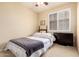 Well-lit bedroom with neutral walls, carpet flooring, white trim, and a window with blinds at 81 E Rock Wren Dr, San Tan Valley, AZ 85143