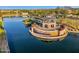 Aerial view of Layton Lakes community, highlighting lakefront gazebo and waterfront access at 880 E Wimpole Ave, Gilbert, AZ 85297