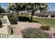 Inviting community landscaping featuring lush trees, colorful bushes, and a paved walkway at 6710 E University Dr # 133, Mesa, AZ 85205