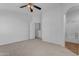 Carpeted bedroom with ensuite bath and closet provides ample space at 2402 E 5Th St # 1621, Tempe, AZ 85288