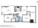Detailed floor plan of the home showcasing the layout of the kitchen, bedrooms, living room and covered patio at 1120 N Val Vista Dr # 10, Gilbert, AZ 85234