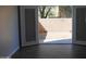 View to the patio through a double door with an enclosed courtyard and desert landscaping at 12245 N 21St Ave # 1, Phoenix, AZ 85029