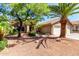 Beautiful single-story home featuring a two-car garage, tile roof, and a well-maintained desert landscape with mature trees at 1538 W Wagner Dr, Gilbert, AZ 85233