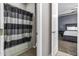 Bathroom with shower and tub combo featuring a striped shower curtain at 19943 E Strawberry Dr, Queen Creek, AZ 85142