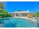 Backyard pool view with safety fencing, clear water, and poolside landscaping at 21532 N 65Th Ave, Glendale, AZ 85308