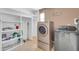 Well-equipped laundry room with shelving, washer, and dryer at 2410 N 40Th St, Phoenix, AZ 85008