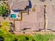 Aerial view of backyard with a pool and outdoor seating at 3171 S Hawthorn Ct, Gold Canyon, AZ 85118