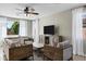 Bright living room featuring large windows with natural light, stylish furniture, and a cozy atmosphere at 41311 W Elm Dr, Maricopa, AZ 85138
