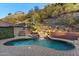 Beautiful backyard pool with a serene waterfall feature, perfect for relaxation and entertaining at 7631 N 20Th St, Phoenix, AZ 85020