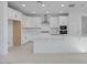 Modern kitchen with an island, white cabinetry, stainless steel appliances, and tiled floors at 8865 W Orange Dr, Glendale, AZ 85305