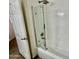 Updated shower featuring glass door and rainfall shower head at 9555 E Raintree Dr # 1055, Scottsdale, AZ 85260