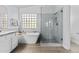 Bathroom showcasing a soaking tub and glass-enclosed shower offering a luxurious bathing experience at 119 S Monterey St, Gilbert, AZ 85233