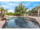 Beautiful pool in the backyard with a lounge chair and mature trees for shade at 21373 N 94Th Ave, Peoria, AZ 85382