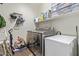 Well-equipped laundry room with modern appliances, shelving, and ample storage for convenience at 21918 E Maya Rd, Queen Creek, AZ 85142