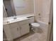 Clean bathroom with a tub and shower combination, a tile floor, and a single sink vanity at 4613 E Walnut Rd, Gilbert, AZ 85298