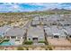 Expansive aerial view exhibits a neighborhood with beautiful homes, manicured yards, and mountain views under a serene sky at 8021 E Jasmine St, Mesa, AZ 85207