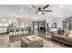 Open floorplan integrating the kitchen, dining, and living areas, perfect for modern living and entertaining at 8714 E Mackenzie Dr, Scottsdale, AZ 85251