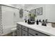 Modern bathroom with dual sinks, sleek fixtures, and a tub-shower combo at 12269 E Chiricahua Pl, Gold Canyon, AZ 85118