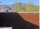 A view of a mountain behind a modern metal fence, with desert plants and flowers at 12269 E Chiricahua Pl, Gold Canyon, AZ 85118