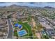 Primary-planned community aerial showcasing a community park with sport courts and stunning mountain views at 20638 N 11Th St, Phoenix, AZ 85024