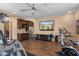Well-equipped exercise room featuring a ceiling fan, bar, and modern fitness equipment at 2304 N Steele Cir, Mesa, AZ 85207