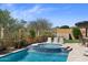 Backyard pool and spa area with lounge chairs, offering a serene space for relaxation and outdoor enjoyment at 2304 N Steele Cir, Mesa, AZ 85207
