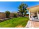 Lush backyard showcases well-maintained lawn, privacy wall, and covered patio, perfect for outdoor relaxation at 7515 W Sweetwater Ave, Peoria, AZ 85381