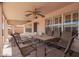 Outdoor patio with ceiling fan, outdoor furniture, and room for entertaining at 8037 E Navarro Ave, Mesa, AZ 85209
