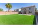 The backyard presents a green lawn and space for outdoor activities, under a sunny sky at 852 E Mountain View Rd # 18, San Tan Valley, AZ 85143