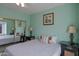 Cozy bedroom with mirrored closet, soft white quilt, and cool-toned walls at 9711 E Mountain View Rd # 2543, Scottsdale, AZ 85258