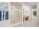 The bathroom is equipped with a glass-enclosed shower and vanity at 1779 E Kaibab Dr, Chandler, AZ 85249