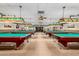 Large billiard room with multiple tables providing ample space for players and spectators alike at 11250 E Kilarea Ave # 276, Mesa, AZ 85209