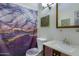 Bathroom featuring a vanity, a toilet with a marble patterned cover, and a marble patterned shower curtain at 1645 W Baseline Rd # 2125, Mesa, AZ 85202