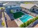 Aerial view of a private backyard featuring a modern pool and landscaped area at 25725 S 230Th St, Queen Creek, AZ 85142