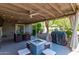 Relaxing covered patio with outdoor dining area, fire pit, and views of lush backyard at 3323 N 28Th St, Phoenix, AZ 85016