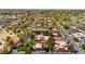 Aerial view of a neighborhood featuring community pools, green spaces, and tree-lined streets at 4203 E Hazelwood St, Phoenix, AZ 85018