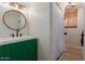 Charming bathroom featuring a modern vanity, decorative mirror, and shower at 430 N Vineyard --, Mesa, AZ 85201